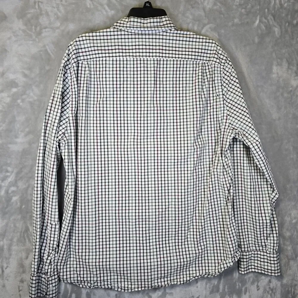 J. Crew Button Down Shirt Slim Fit Mens XL Beige Green Red Check Plaid Cotton